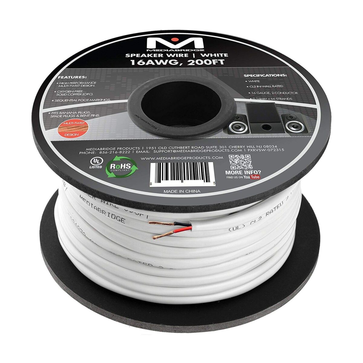 CABLE PARA PARLANTE MEDIABRIDGE 2 CONDUCTORES 16AWG 200 PIES