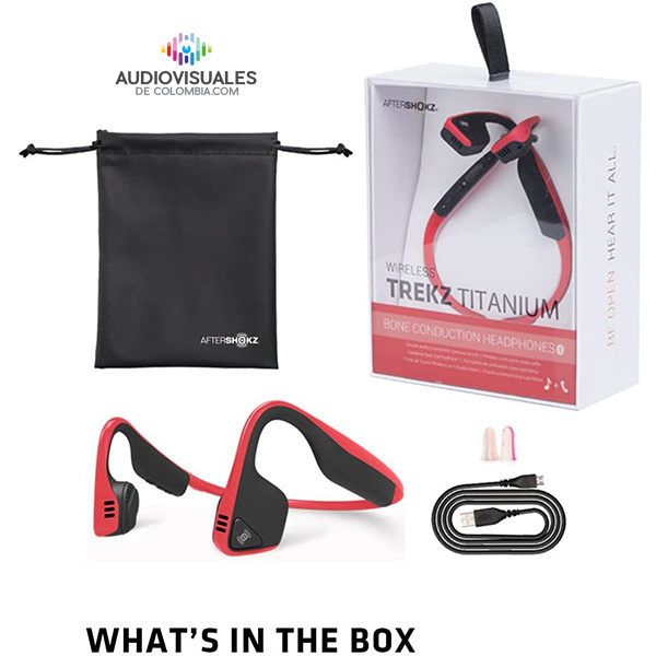 AfterShokz Titanium AS600 - Auriculares inalámbricos de titanio, color rojo