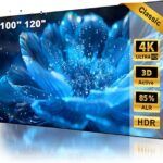 Pantalla ALR 120 ¨ proyector ultra tiro corto, 85% de rechazo de luz de techo ambiental 4K/8K UHD, 3D activo, marco fijo 16:9